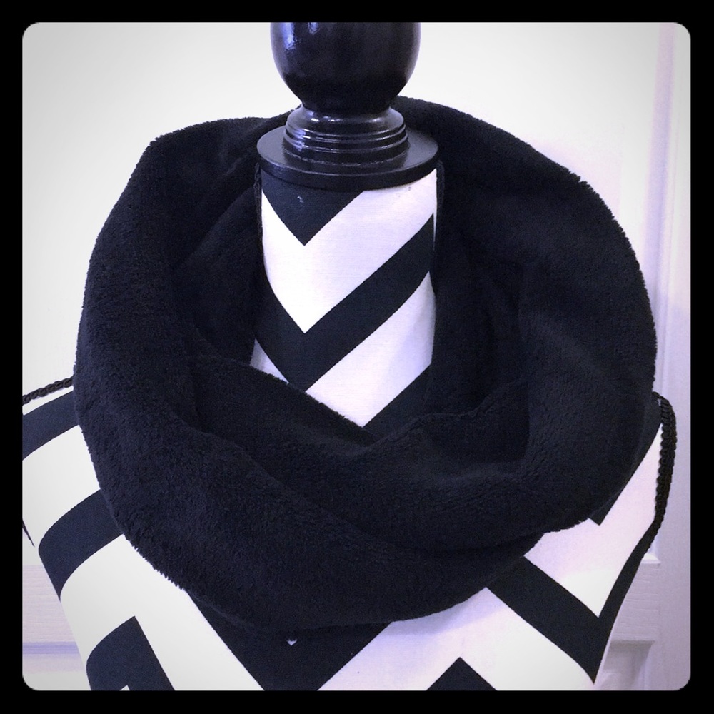 Black Ultra Plush Long Cowl Infinity Scarf